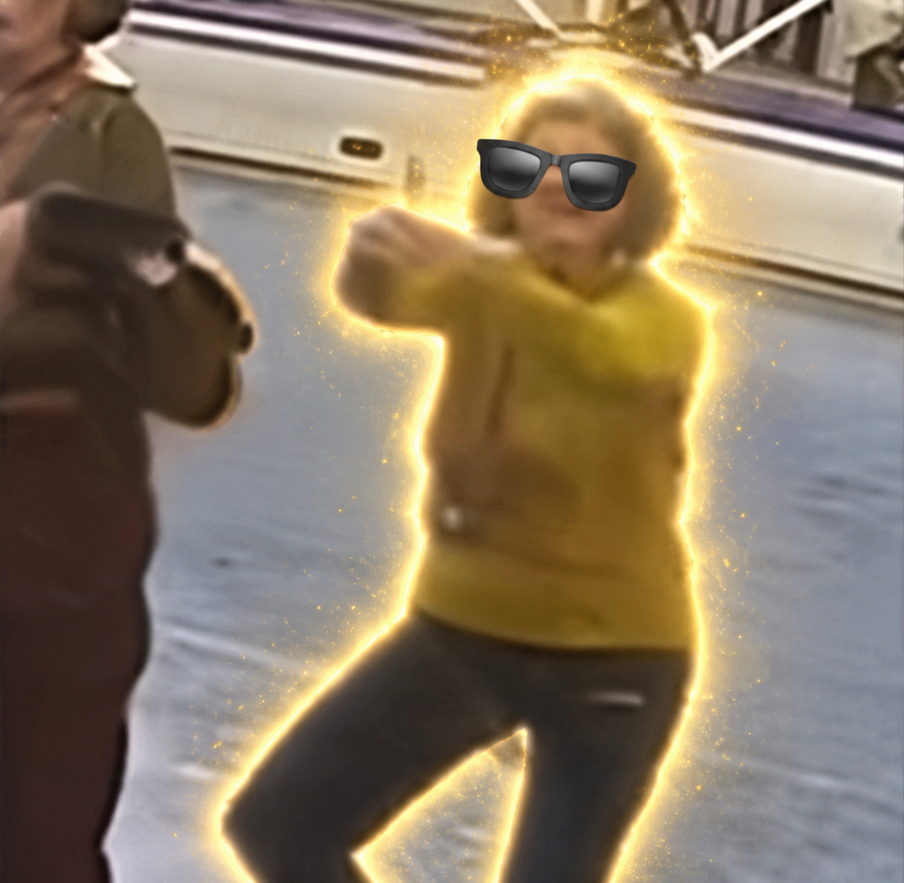 Grandma instantly reacts as her friend accidentally points a prop toward her